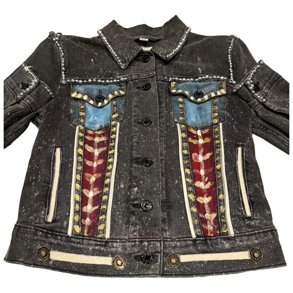 Levi’s Embellished Beaded Denim Jacket by Evelyn Taylor 1/1 jacket size small - Picture 3 of 13